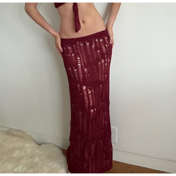 JADED LONDON set Odette laddered knit skirt shredded + top - Picture 1 of 8